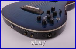 New design Blue silent electric acoustic guitar portable travel built in effect