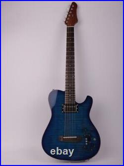 New design Blue silent electric acoustic guitar portable travel built in effect