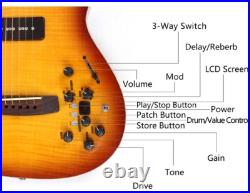 New design Blue silent electric acoustic guitar portable travel built in effect