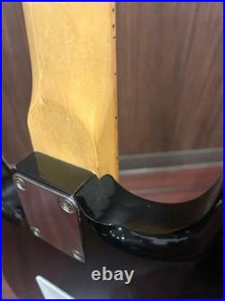 No Brand Electric Guitar 1980s Japan Black Body White Pickguard Used