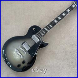 Silver black gradient LP custom electric guitar, rosewood fingerboard, chrome ha