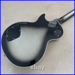 Silver black gradient LP custom electric guitar, rosewood fingerboard, chrome ha