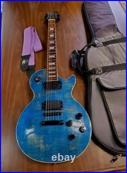 Single Cut Away Guitar Spalted Wood Maple/Mahogany Transparent Blue Humbucker