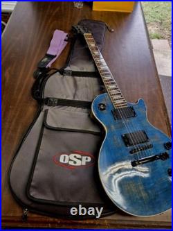 Single Cut Away Guitar Spalted Wood Maple/Mahogany Transparent Blue Humbucker