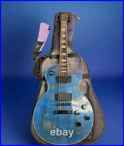 Single Cut Away Guitar Spalted Wood Maple/Mahogany Transparent Blue Humbucker