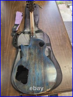 Single Cut Away Guitar Spalted Wood Maple/Mahogany Transparent Blue Humbucker
