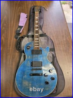 Single Cut Away Guitar Spalted Wood Maple/Mahogany Transparent Blue Humbucker