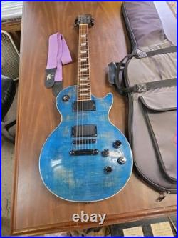 Single Cut Away Guitar Spalted Wood Maple/Mahogany Transparent Blue Humbucker