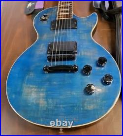 Single Cut Away Guitar Spalted Wood Maple/Mahogany Transparent Blue Humbucker