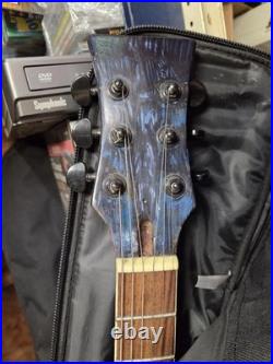 Single Cut Away Guitar Spalted Wood Maple/Mahogany Transparent Blue Humbucker