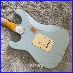 Solid Body Electric Guitar SSS Pickups Tremolo Bridge Blue Fast Shipping US