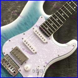 Solid Electric Guitar Quilted Maple Top Blue Burst SSH Pickups Free Shipping US
