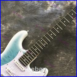 Solid Electric Guitar Quilted Maple Top Blue Burst SSH Pickups Free Shipping US