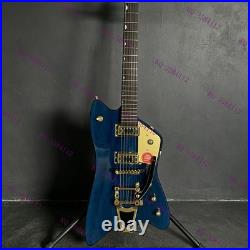 Solid Electric Guitar Stainless Rounded Fret Edge Gold Hardware Blue US Stock