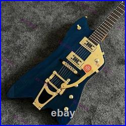 Solid Electric Guitar Stainless Rounded Fret Edge Gold Hardware Blue US Stock