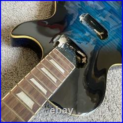 Standard Custom DIY Guitar Project, Blue Burst Tiger Maple, Mahogany Neck