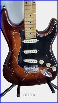 Strat style Electric Guitar Fender Parts Coffee Brown Gold Burst Crackle