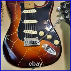 Strat style Electric Guitar Fender Parts Coffee Brown Gold Burst Crackle