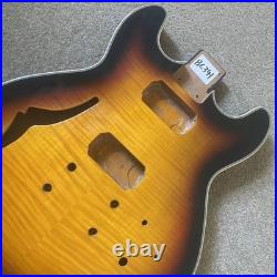 Sunburst DIY Project Jazz Guitar Tiger Maple Top Mahogany Body, Semi Hollow