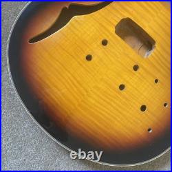 Sunburst DIY Project Jazz Guitar Tiger Maple Top Mahogany Body, Semi Hollow