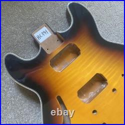 Sunburst DIY Project Jazz Guitar Tiger Maple Top Mahogany Body, Semi Hollow