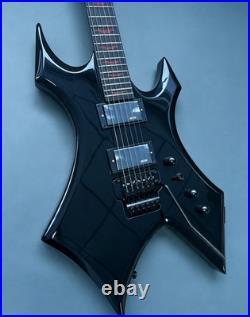 US STOCK Black Warlock Style Electric Guitar Mahogany Body With Active Pickups