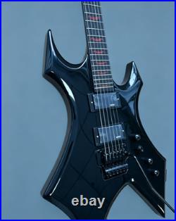 US STOCK Black Warlock Style Electric Guitar Mahogany Body With Active Pickups