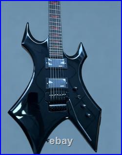 US STOCK Black Warlock Style Electric Guitar Mahogany Body With Active Pickups