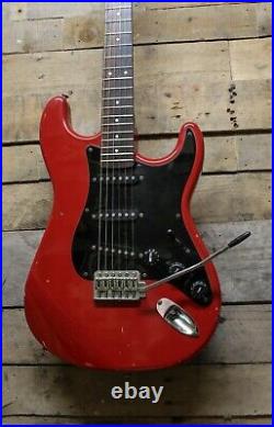 Vintage Korean MIK Amerika Red/Black Strat Style Electric Guitar