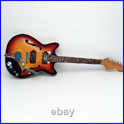 Vintage Teisco Style Electric Guitar MIJ Japan Tremolo Sunburst Hollowbody