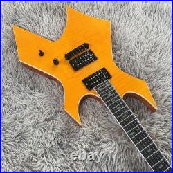 Warlock Electric Guitar Yellow Flamed Maple Top 24 Frets guitar free shipping