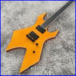 Warlock Electric Guitar Yellow Flamed Maple Top 24 Frets guitar free shipping