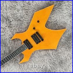 Warlock Electric Guitar Yellow Flamed Maple Top 24 Frets guitar free shipping