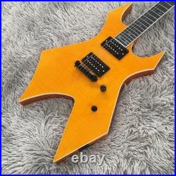 Warlock Electric Guitar Yellow Flamed Maple Top 24 Frets guitar free shipping