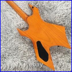 Warlock Electric Guitar Yellow Flamed Maple Top 24 Frets guitar free shipping